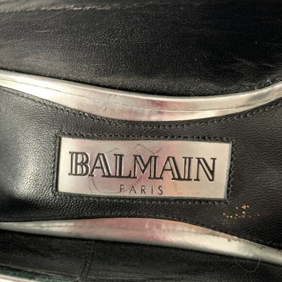 BALMAIN Size 6 Silver Patent Leather Peep Toe Heels Pumps - Picture 7 of 11